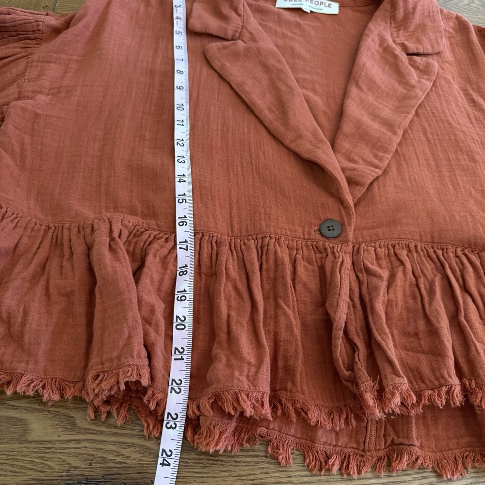 Free People Lyra Tiered Bed Jacket Gauzey Rust Orange Boho Oversized XL - Picture 14 of 14
